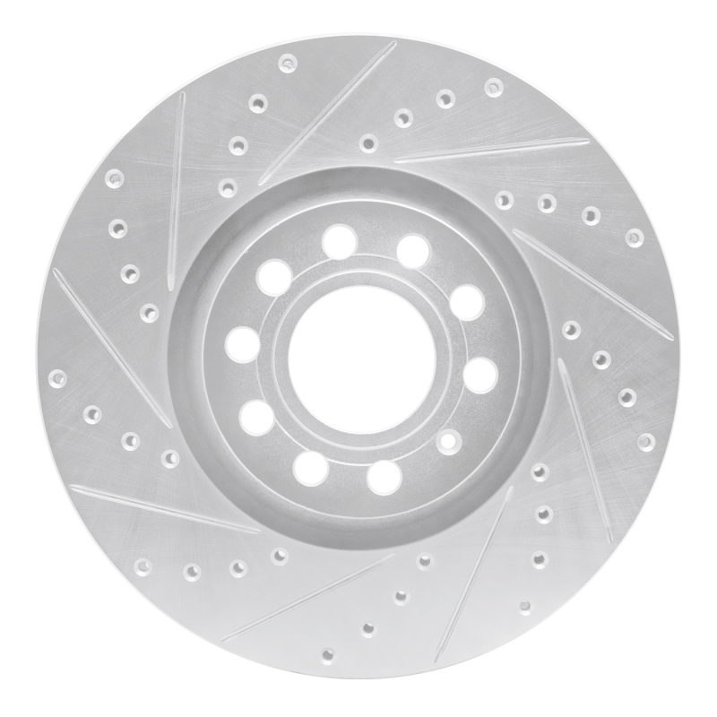 Audi A6 Brake Rotor (1) - Front Left - R1 Concepts - Drilled & Slotted - Silver - `97-`06